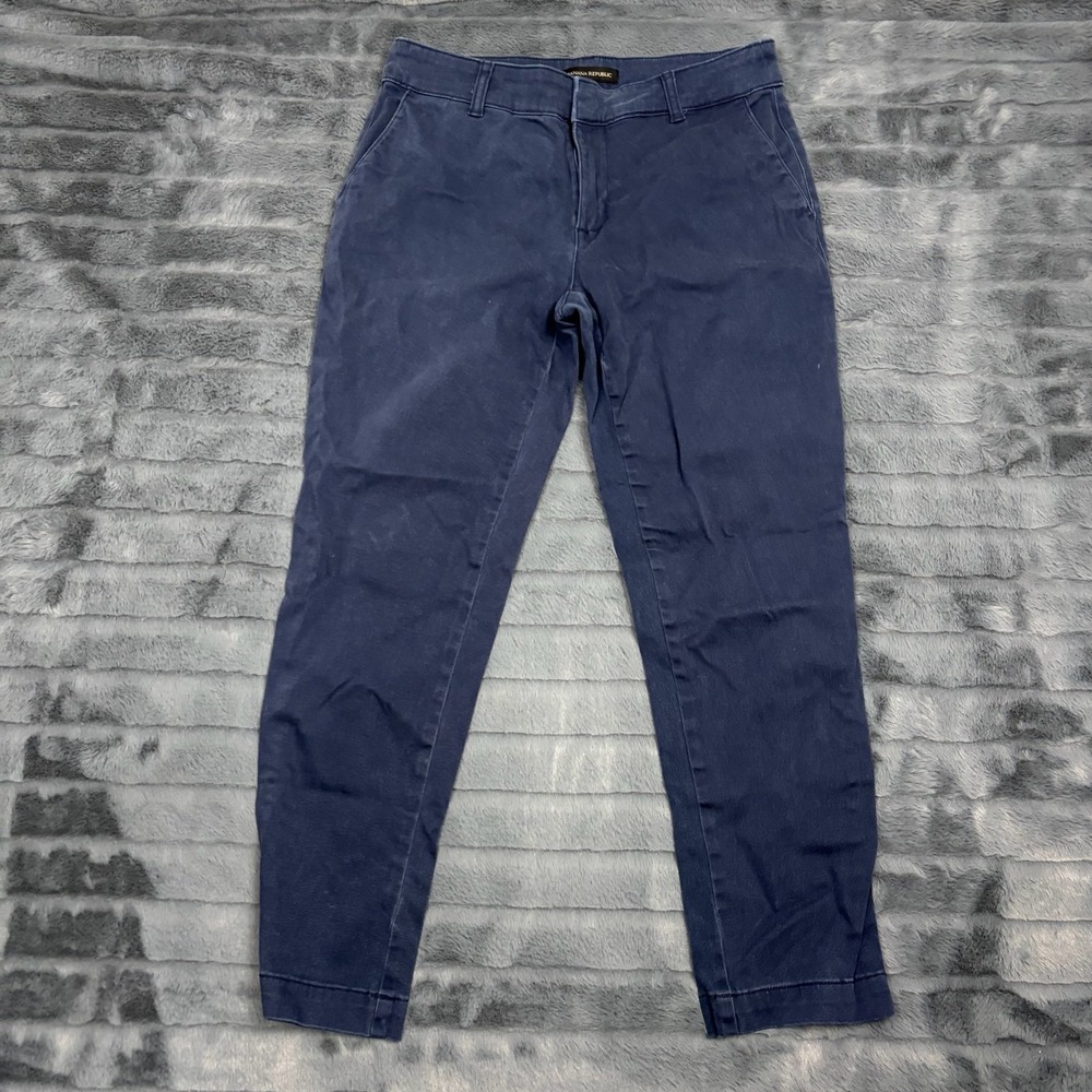 Banana Republic Womens Navy Blue Slim Tapered Chino Pants Size 6 Cotton Blend